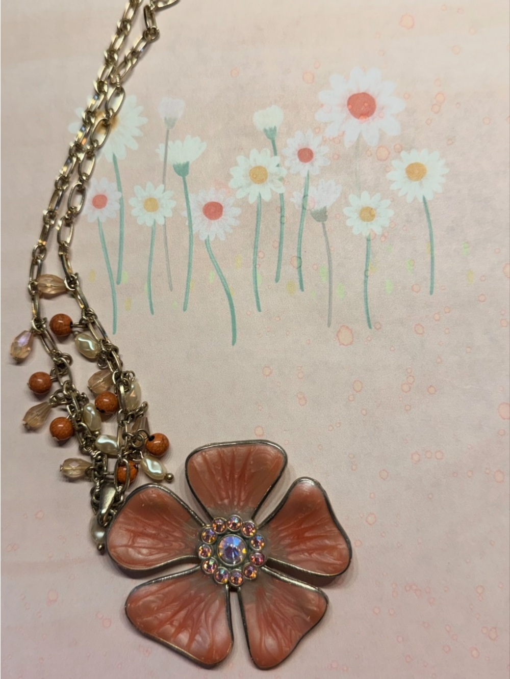 Floral Pink Petal Statement Necklace